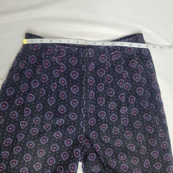 VINTAGE 90s pants high‎ rise printed pull on corduroy S/M - Picture 6 of 8